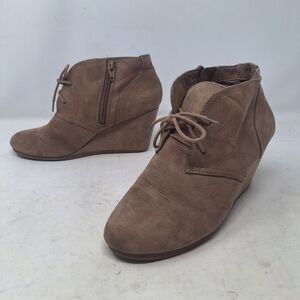 Universal Thread Brown Faux Suede Wedge Heel Ankle Booties Indie Grunge Size 8